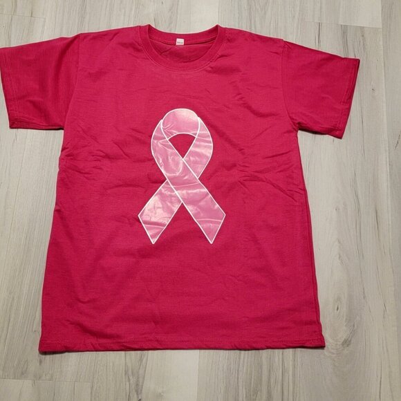 3 Three Breast cancer Pink Ribbon Short sleeve Shirts semi fitted Size Large - Picture 10 of 14